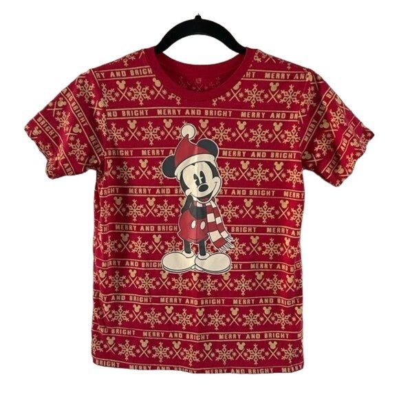 Disney Store Mickey Mouse Christmas T-Shirt, Sz 7/8 - Picture 1 of 14